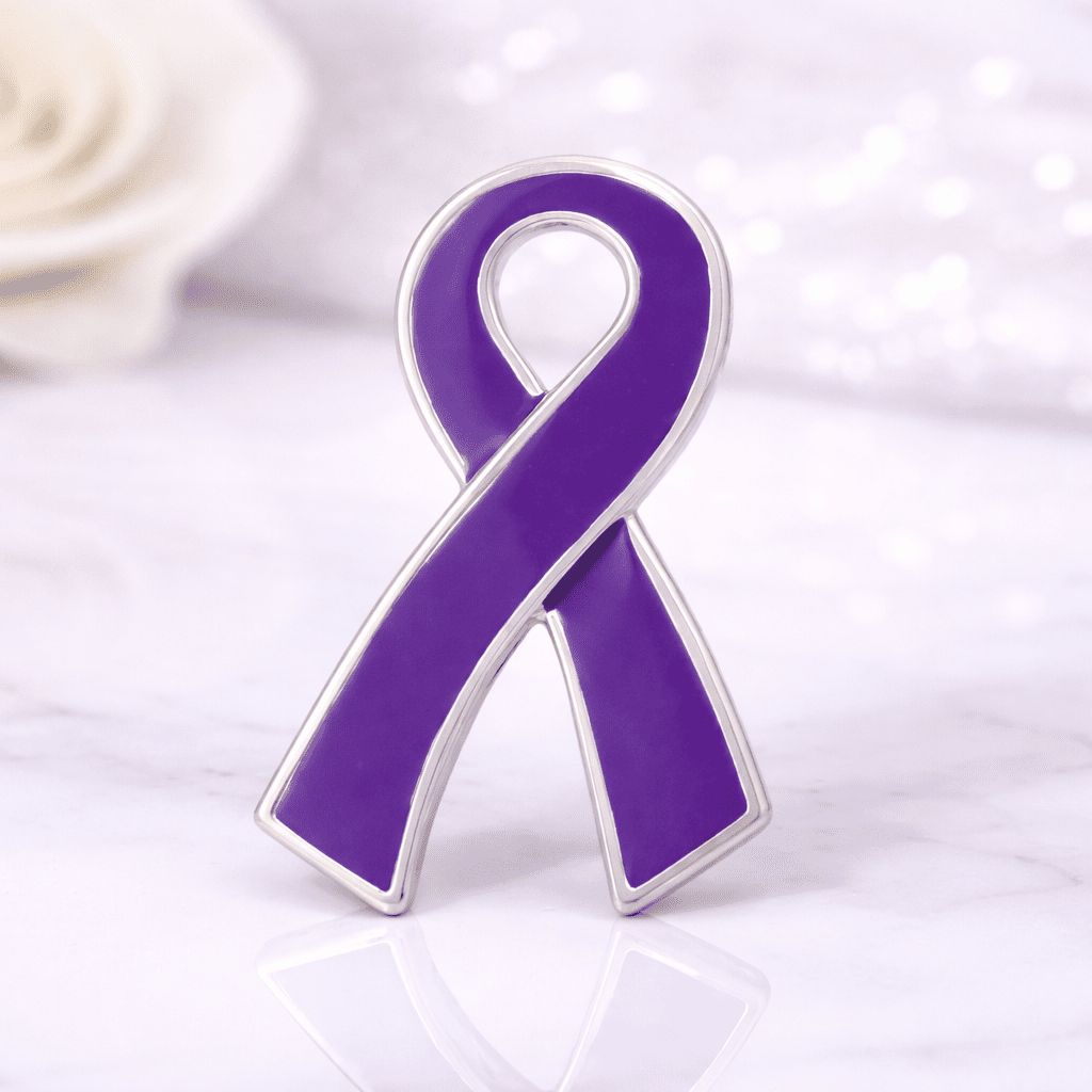 Large Flat Purple Ribbon Pins The Awareness Company