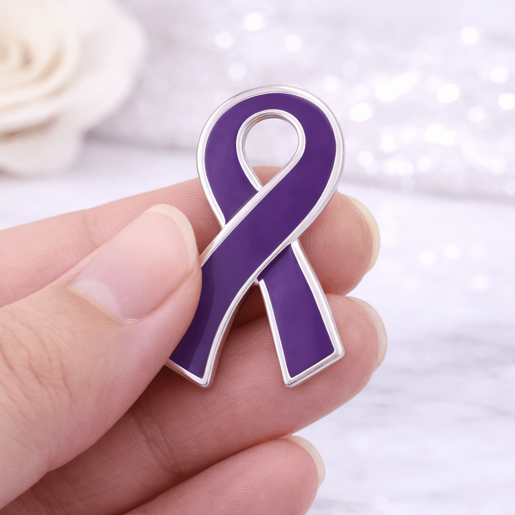 Large Flat Purple Ribbon Pins The Awareness Company
