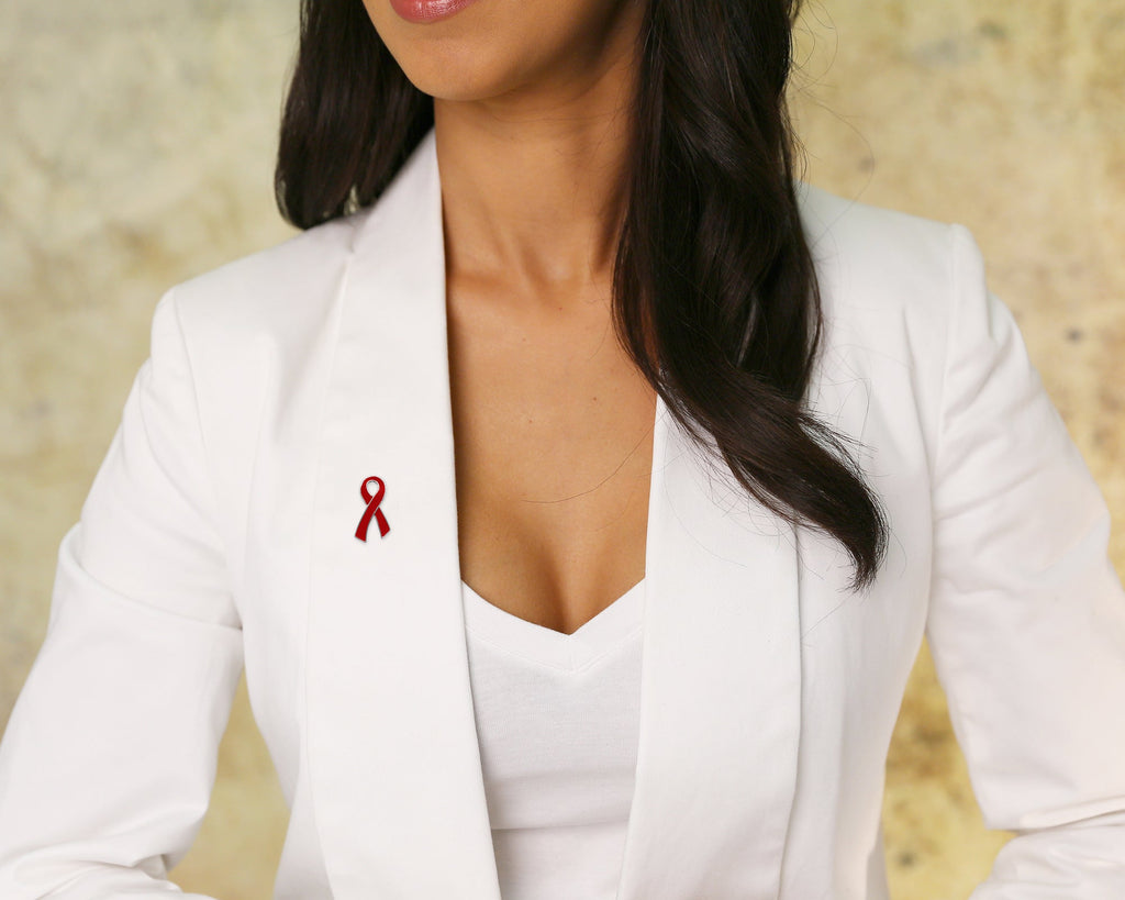 10 Pack Red Ribbon Awareness Pins The Awareness Company