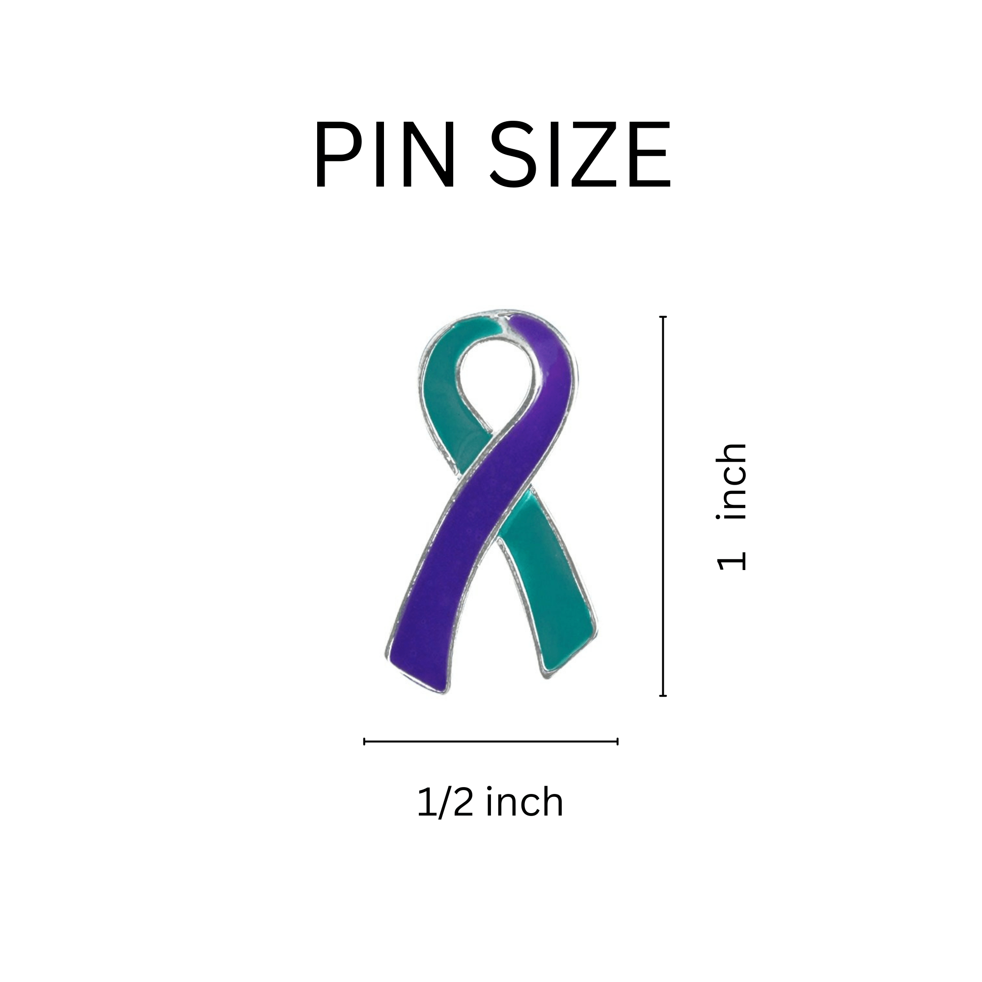 10 Pack Teal & Purple Ribbon Pins for Suicide & Sexual Assault The Awareness Company