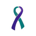 Large Flat Teal & Purple Ribbon Pins The Awareness Company