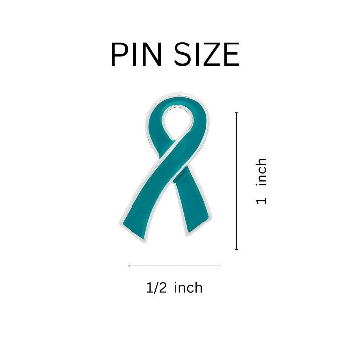 10 Pack Large Teal Ribbon Awareness Pins The Awareness Company