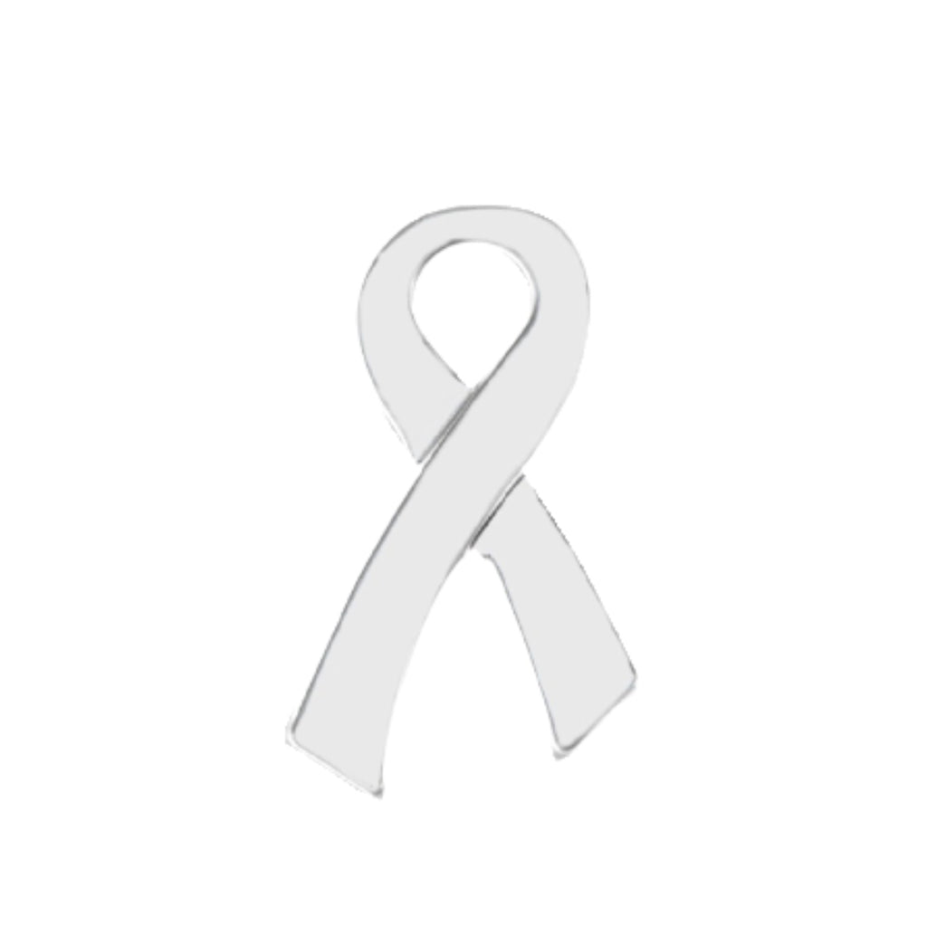 10 Pack Large Flat White Ribbon Pins The Awareness Company