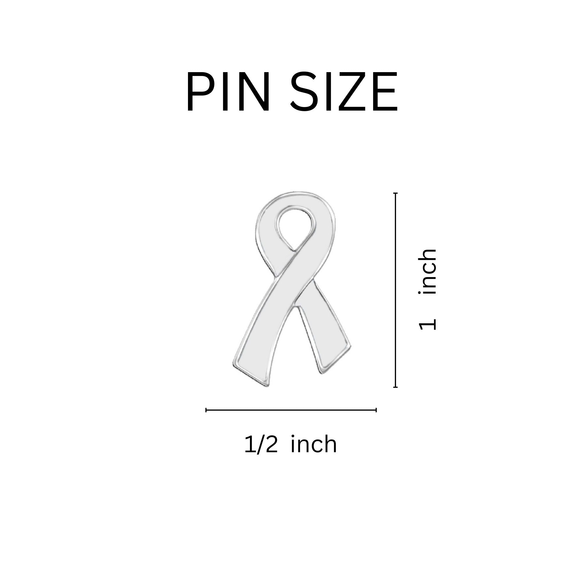 10 Pack Large Flat White Ribbon Pins The Awareness Company
