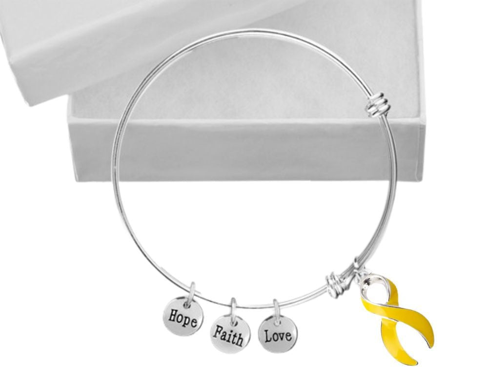 Large Gold Ribbon Awareness Retractable Bracelet The Awareness Company