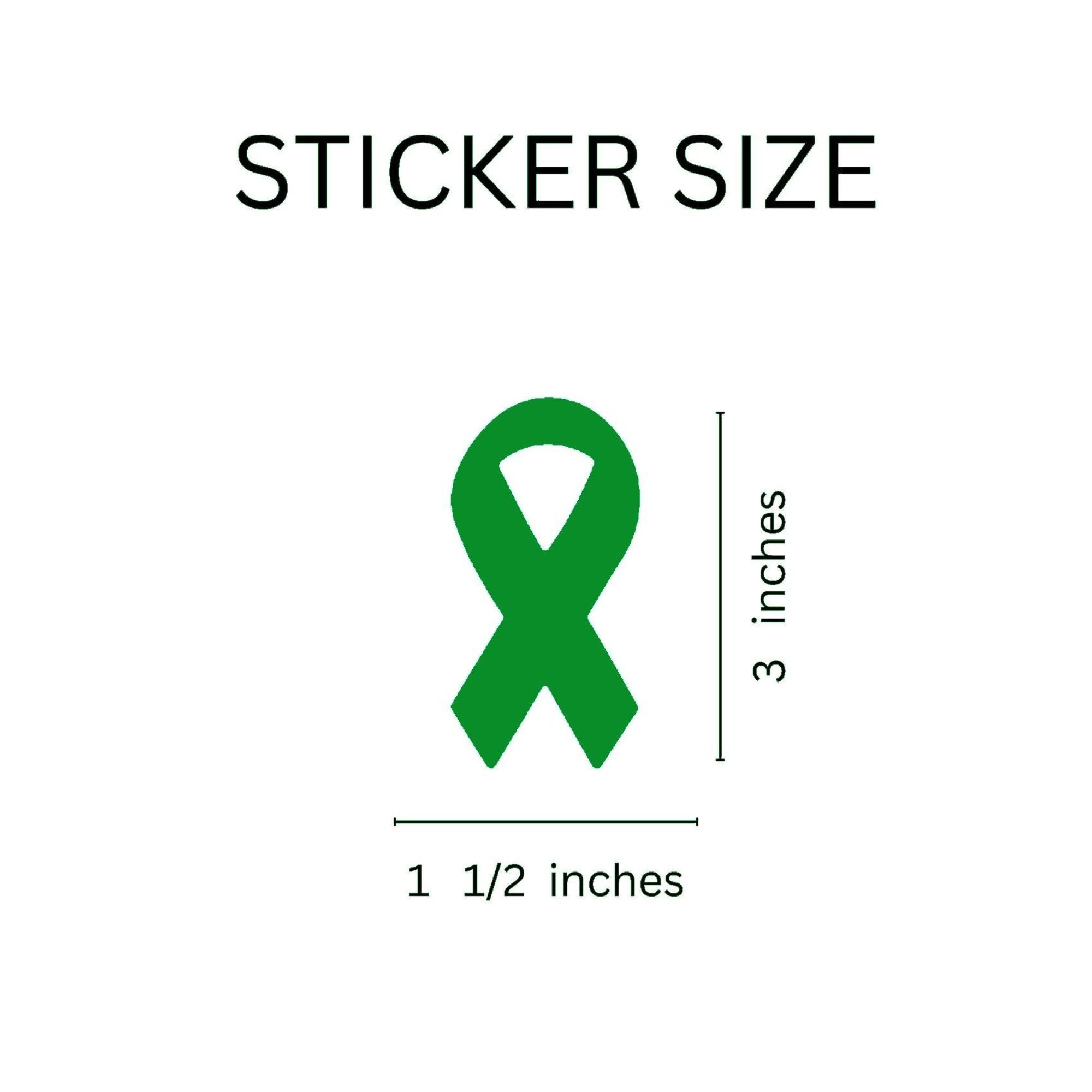 Large Green Ribbon Stickers (250 per Roll) The Awareness Company