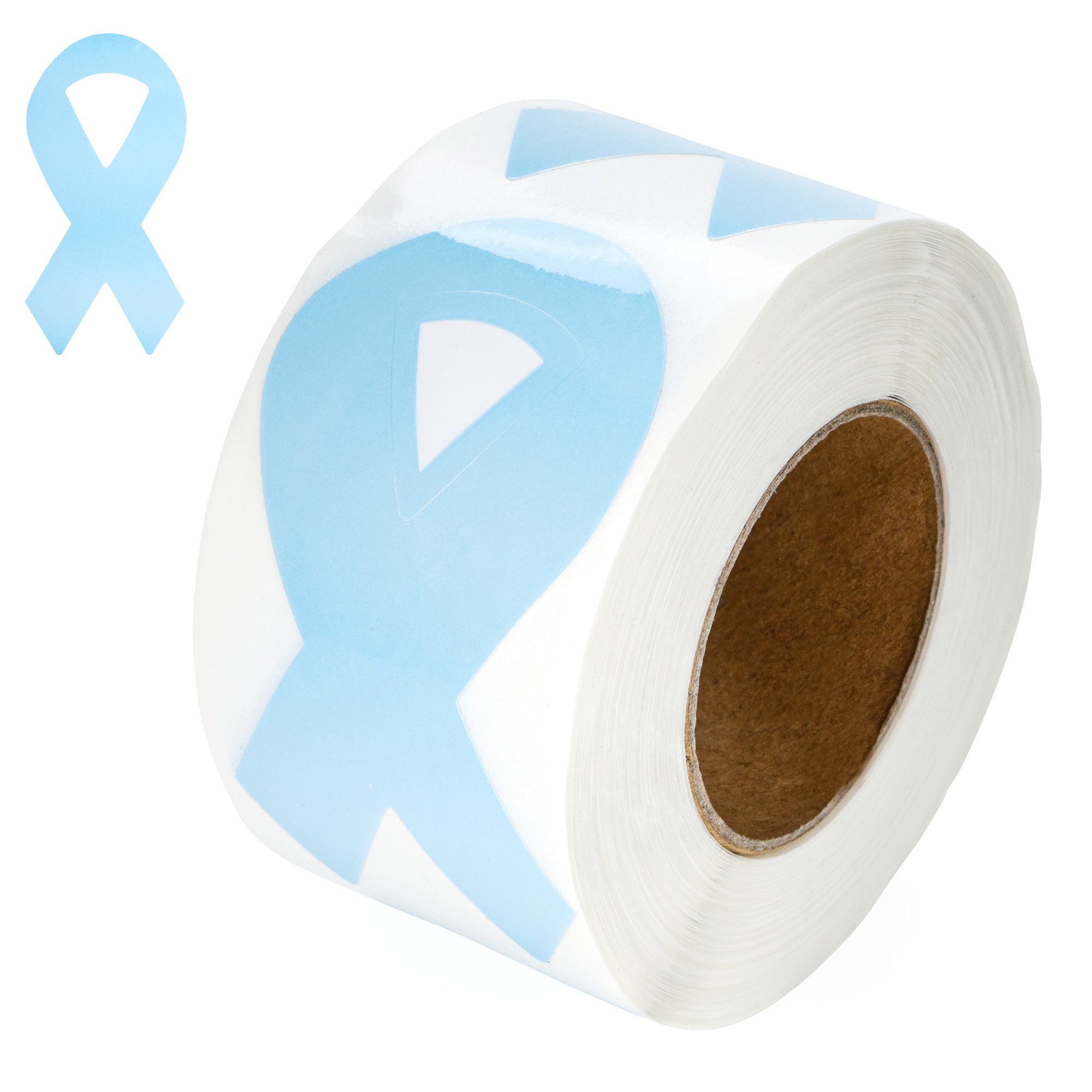 Large Light Blue Ribbon Stickers (250 per Roll) The Awareness Company