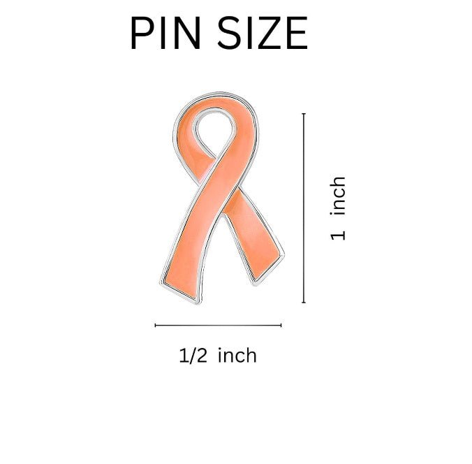 10 Pack of Peach Ribbon Awareness Pins for Uterine, Endometrial Cancer The Awareness Company