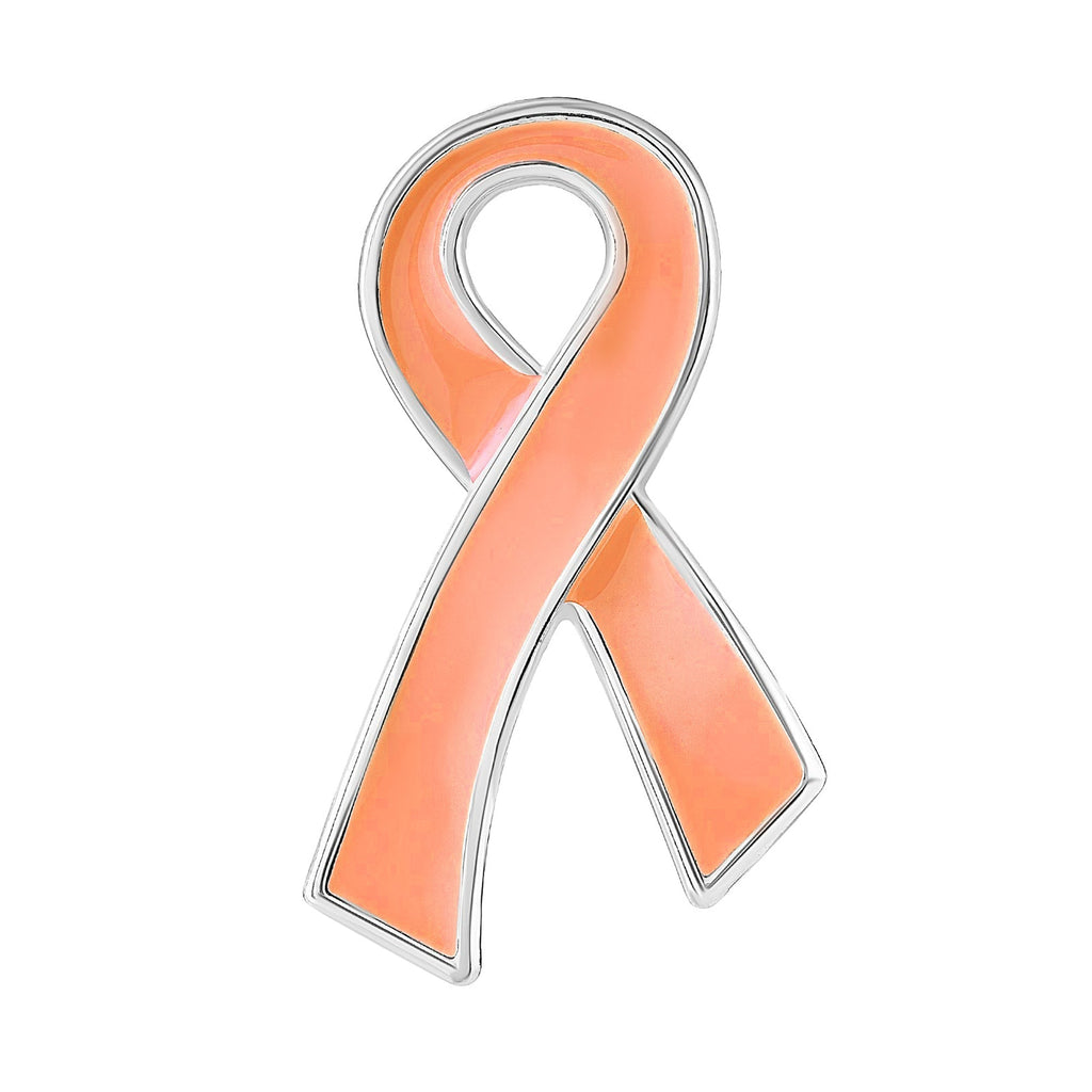 10 Pack of Peach Ribbon Awareness Pins for Uterine, Endometrial Cancer The Awareness Company