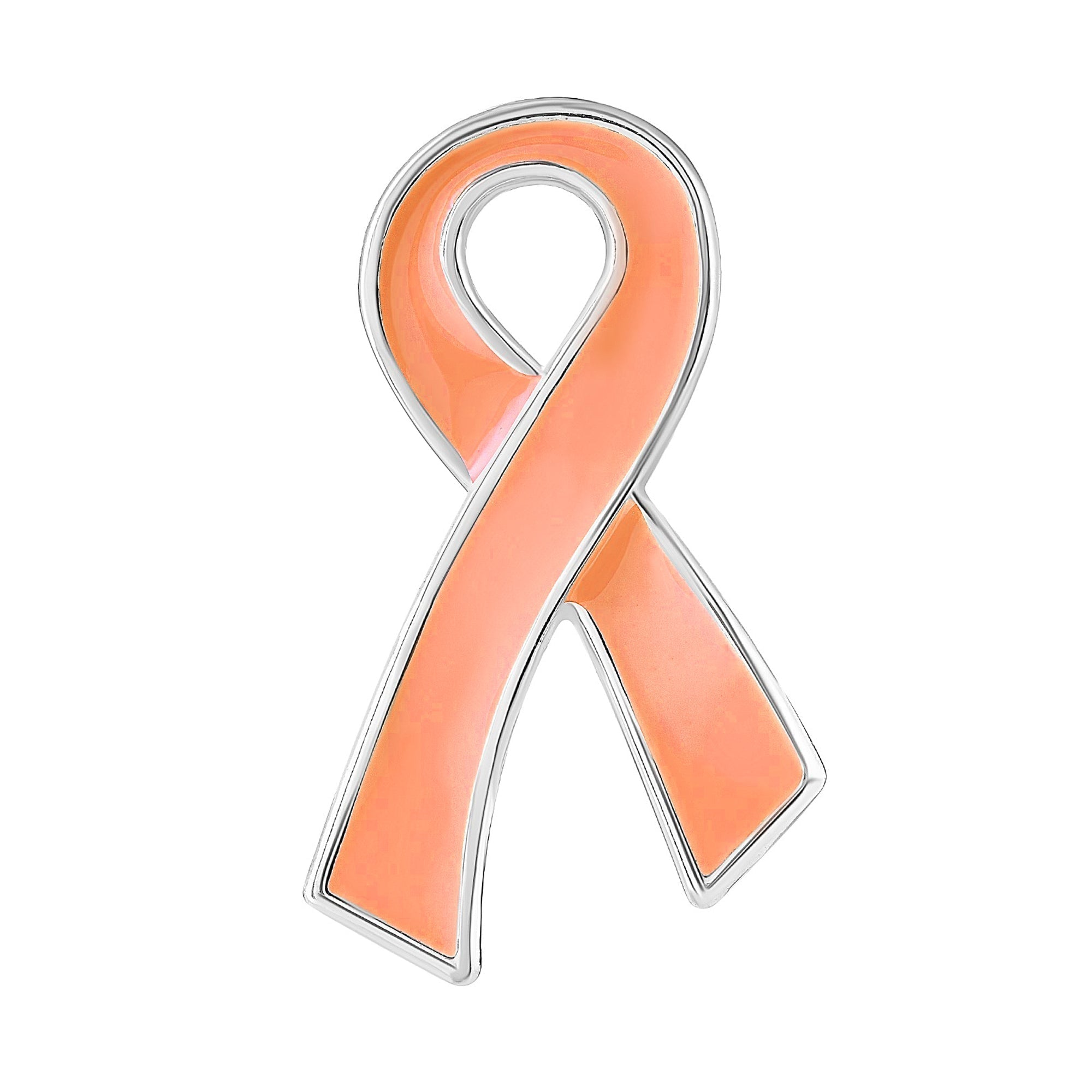 10 Pack of Peach Ribbon Awareness Pins for Uterine, Endometrial Cancer The Awareness Company