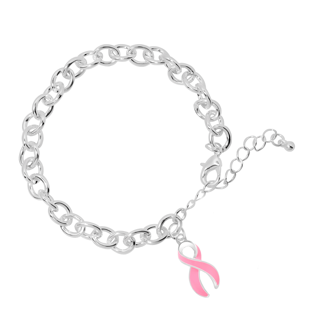 Large Pink Ribbon Breast Cancer Awareness Chunky Charm Bracelets The Awareness Company