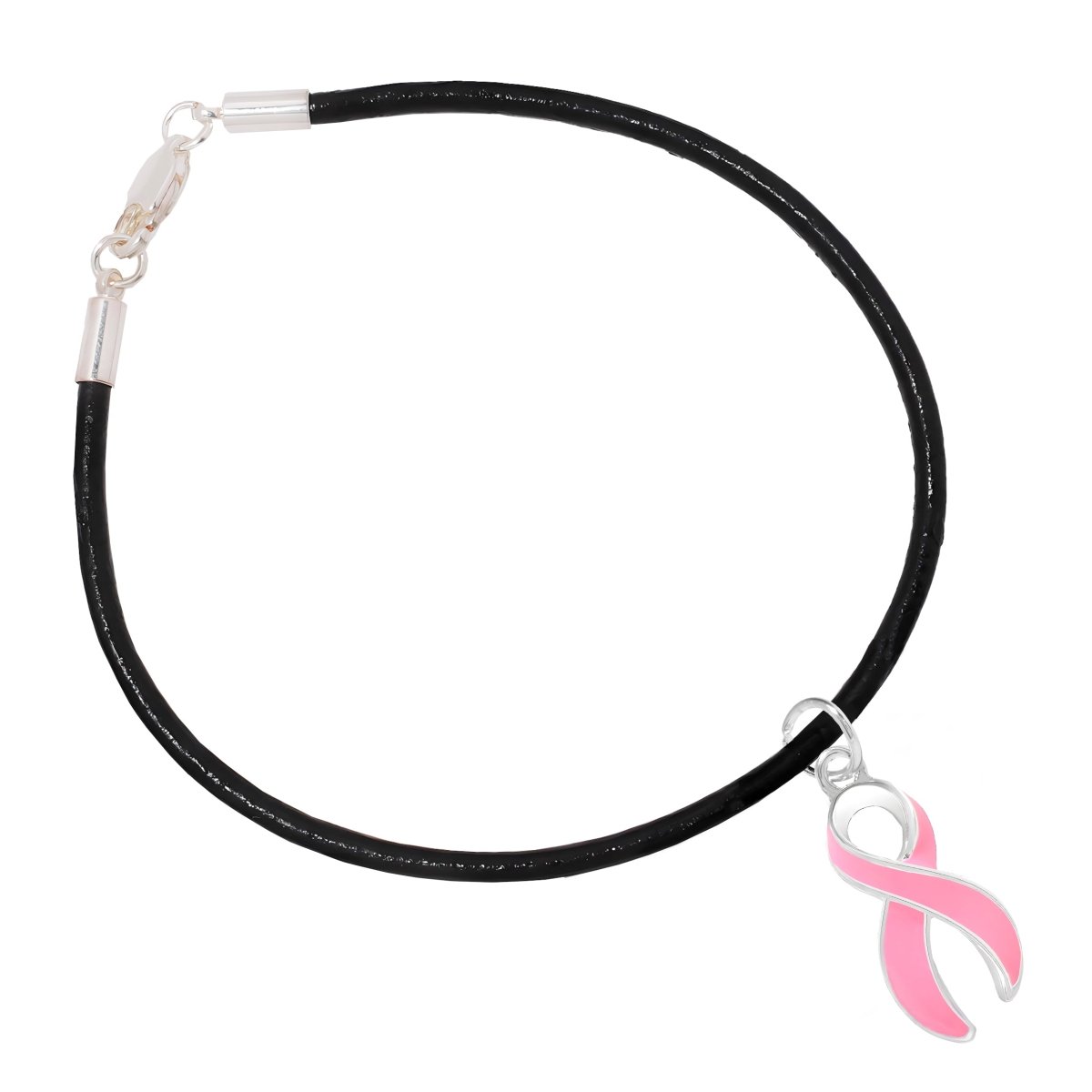 Large Pink Ribbon Breast Cancer Awareness Leather Cord Bracelets The Awareness Company