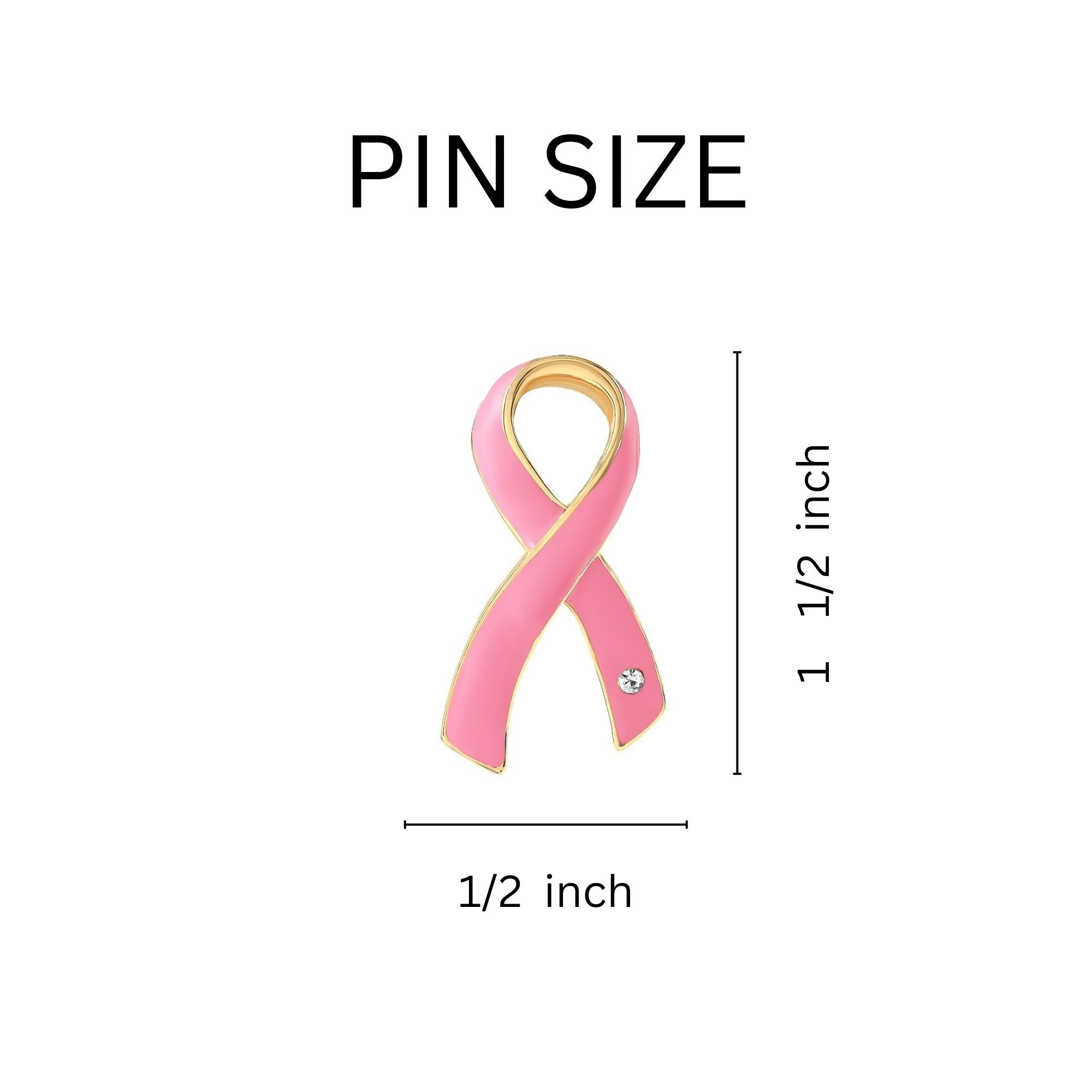 Large Pink Ribbon Pins with Crystals The Awareness Company
