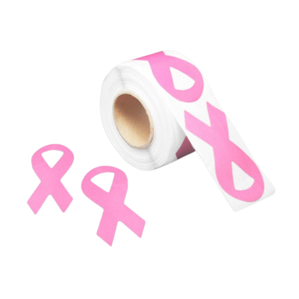 Large Pink Ribbon Shaped Stickers (250 per Roll) The Awareness Company