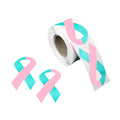 Large Pink & Teal Ribbon Stickers (250 per Roll) The Awareness Company