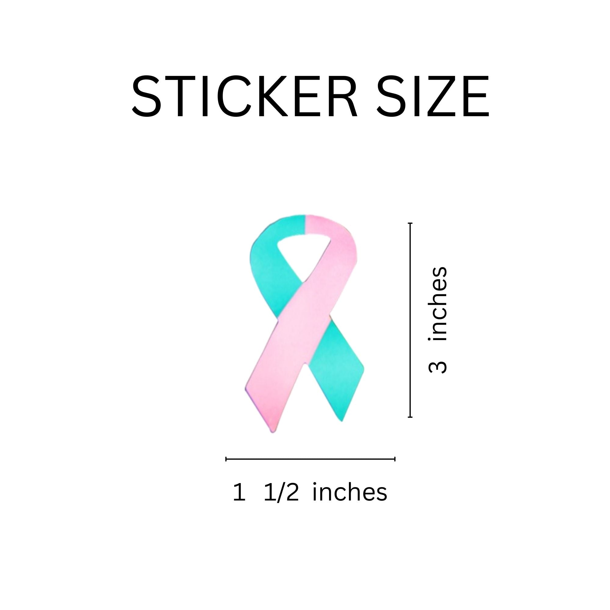 Large Pink & Teal Ribbon Stickers (250 per Roll) The Awareness Company