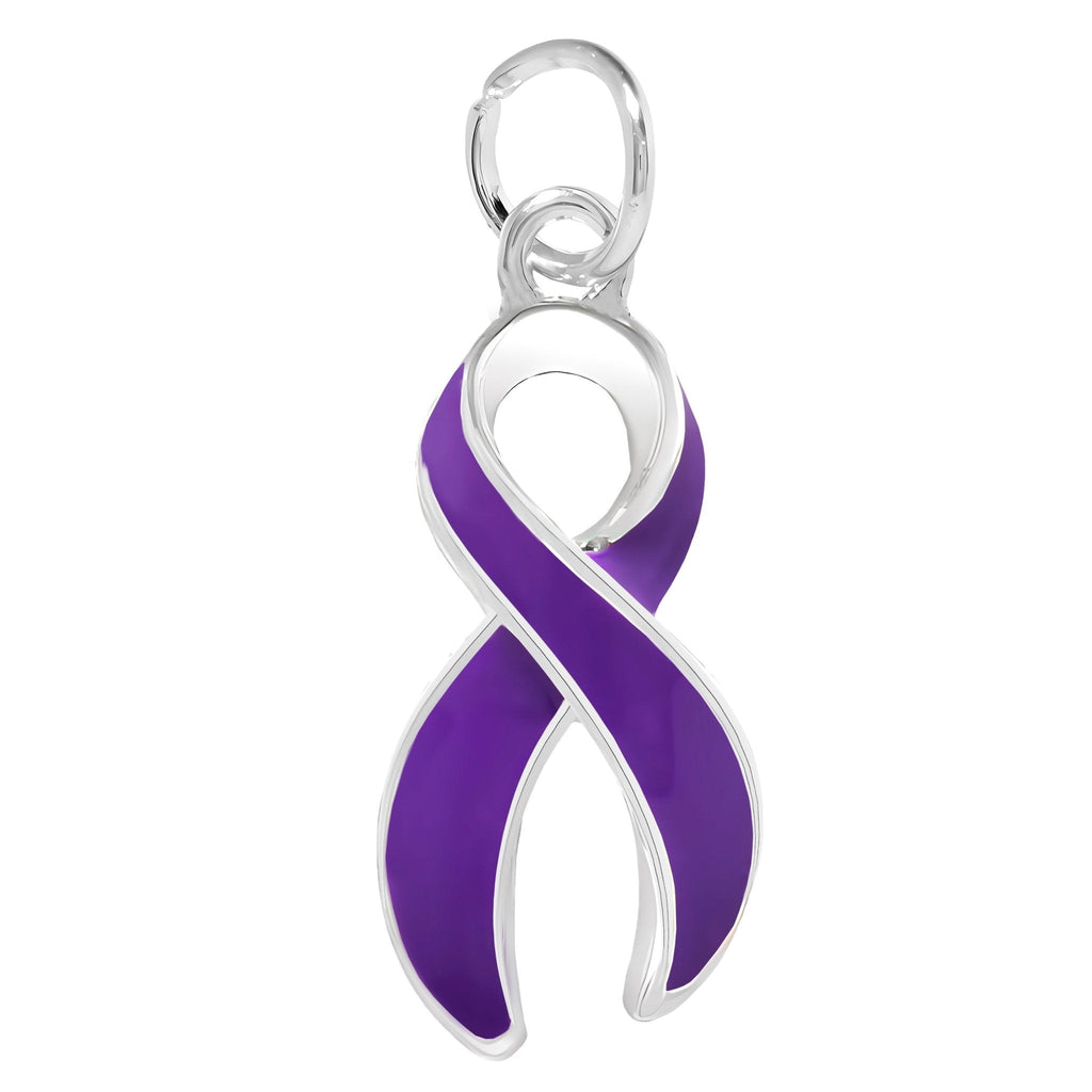 10 Pack Large Purple Ribbon Charms The Awareness Company