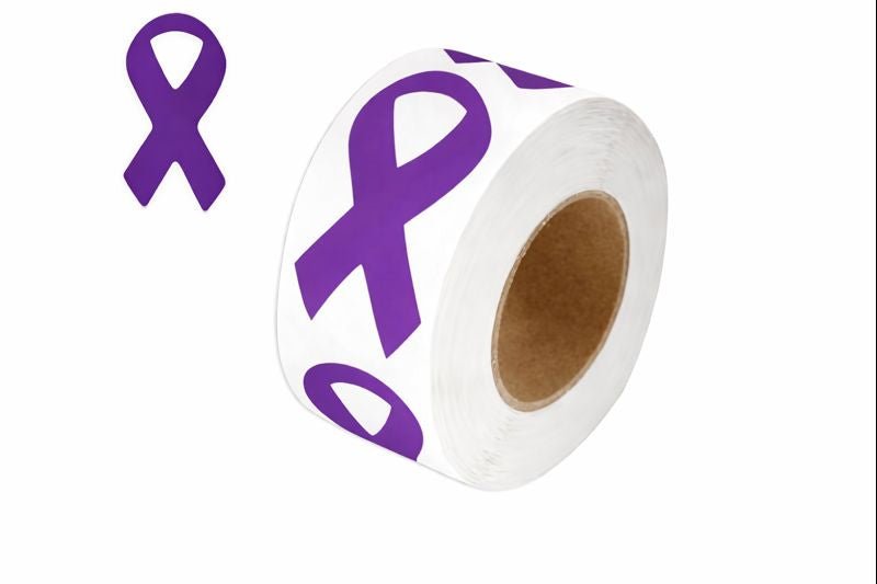 Large Purple Ribbon Stickers (250 per Roll) The Awareness Company