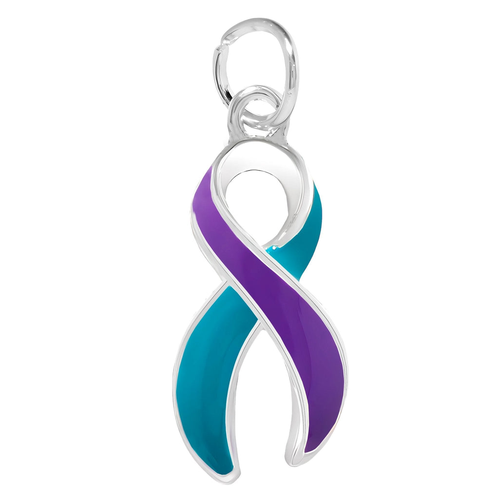Large Teal & Purple Ribbon Charms The Awareness Company