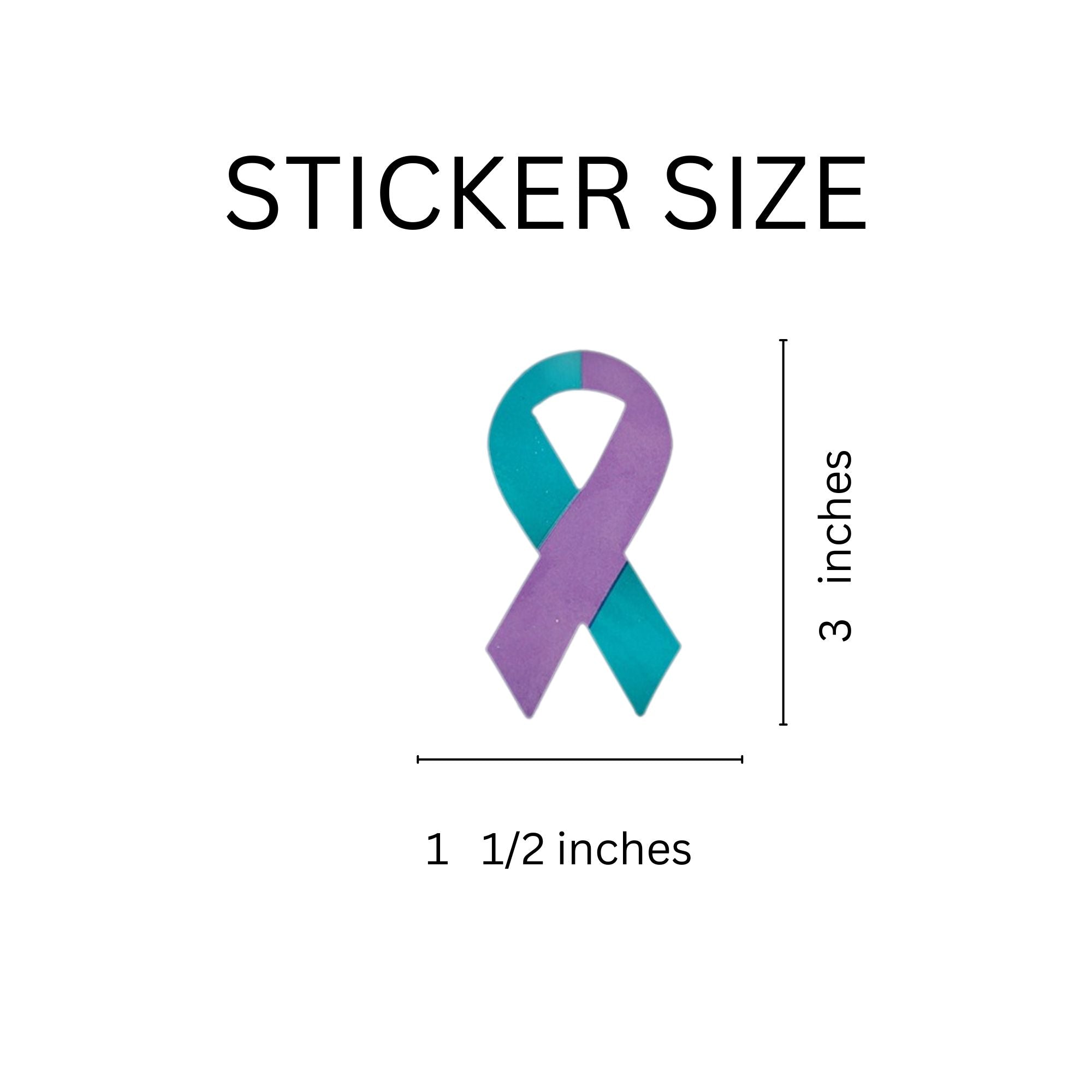 Large Teal & Purple Ribbon Stickers (250 per Roll) The Awareness Company