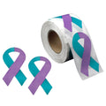 Large Teal & Purple Ribbon Stickers (250 per Roll) The Awareness Company