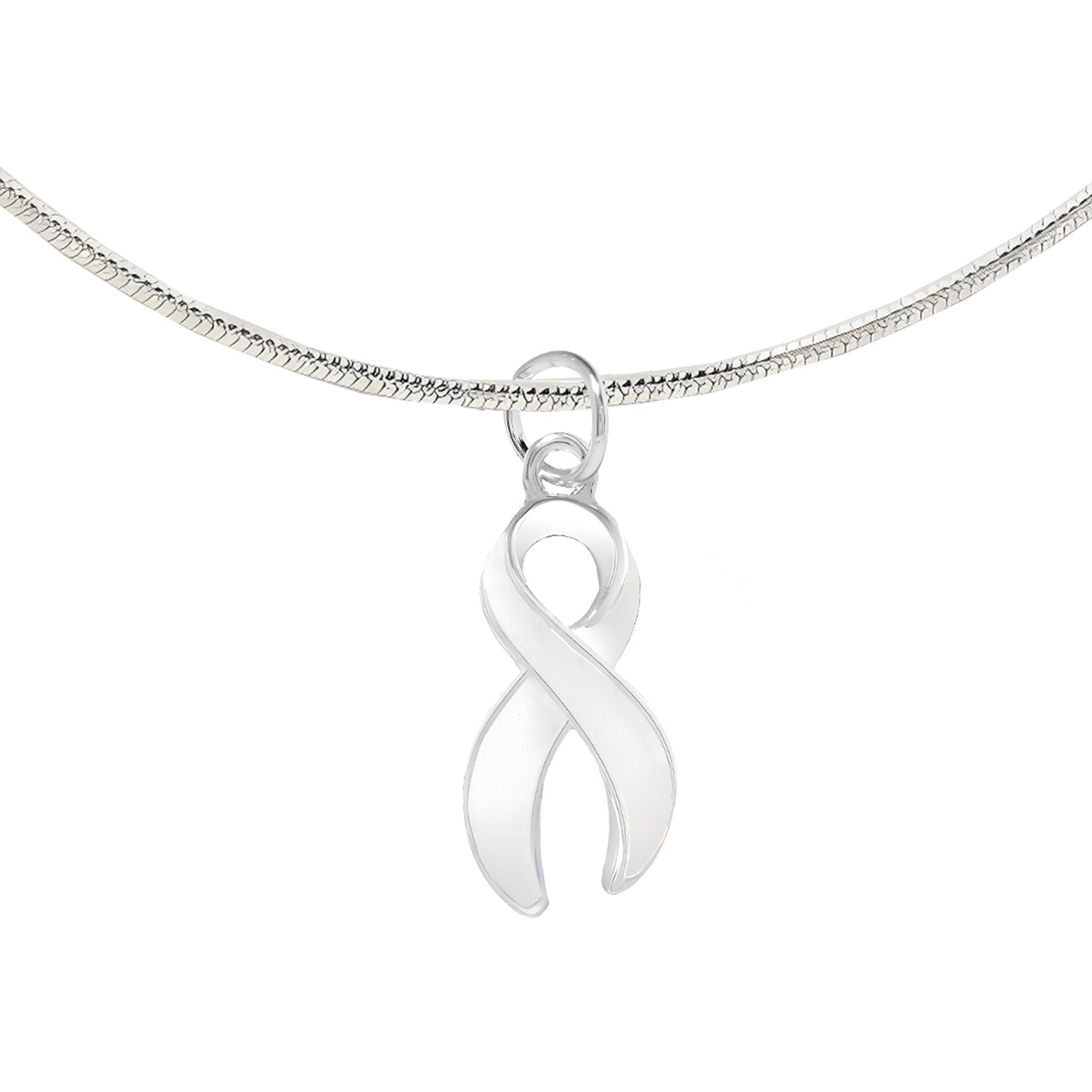 Large White Ribbon Necklaces The Awareness Company