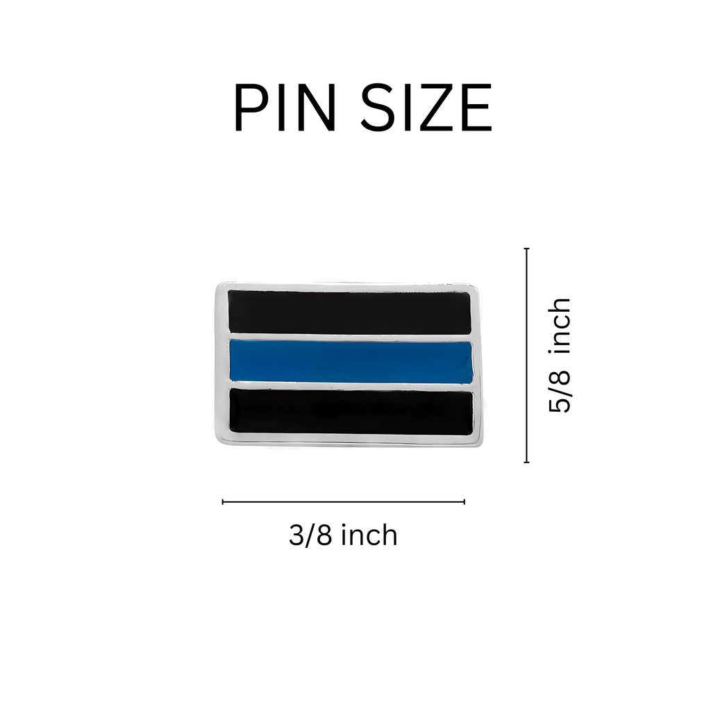 Law Enforcement Police Rectangle Blue Line Pins The Awareness Company