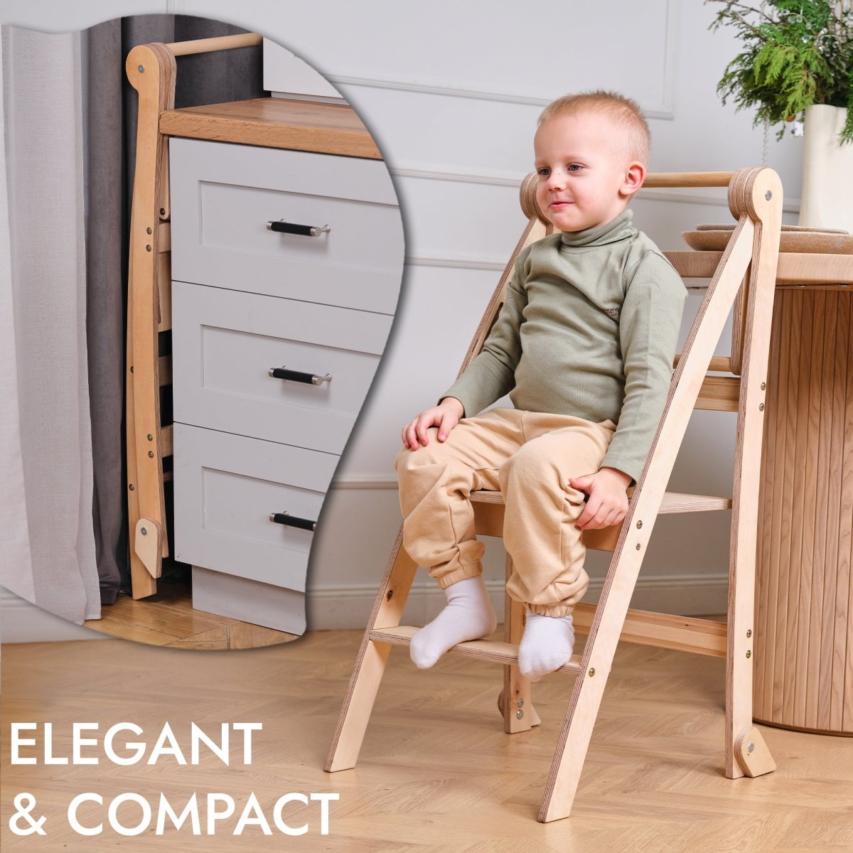 Learning Tower: Foldable Step Stool for Toddlers - Beige Goodevas B2B