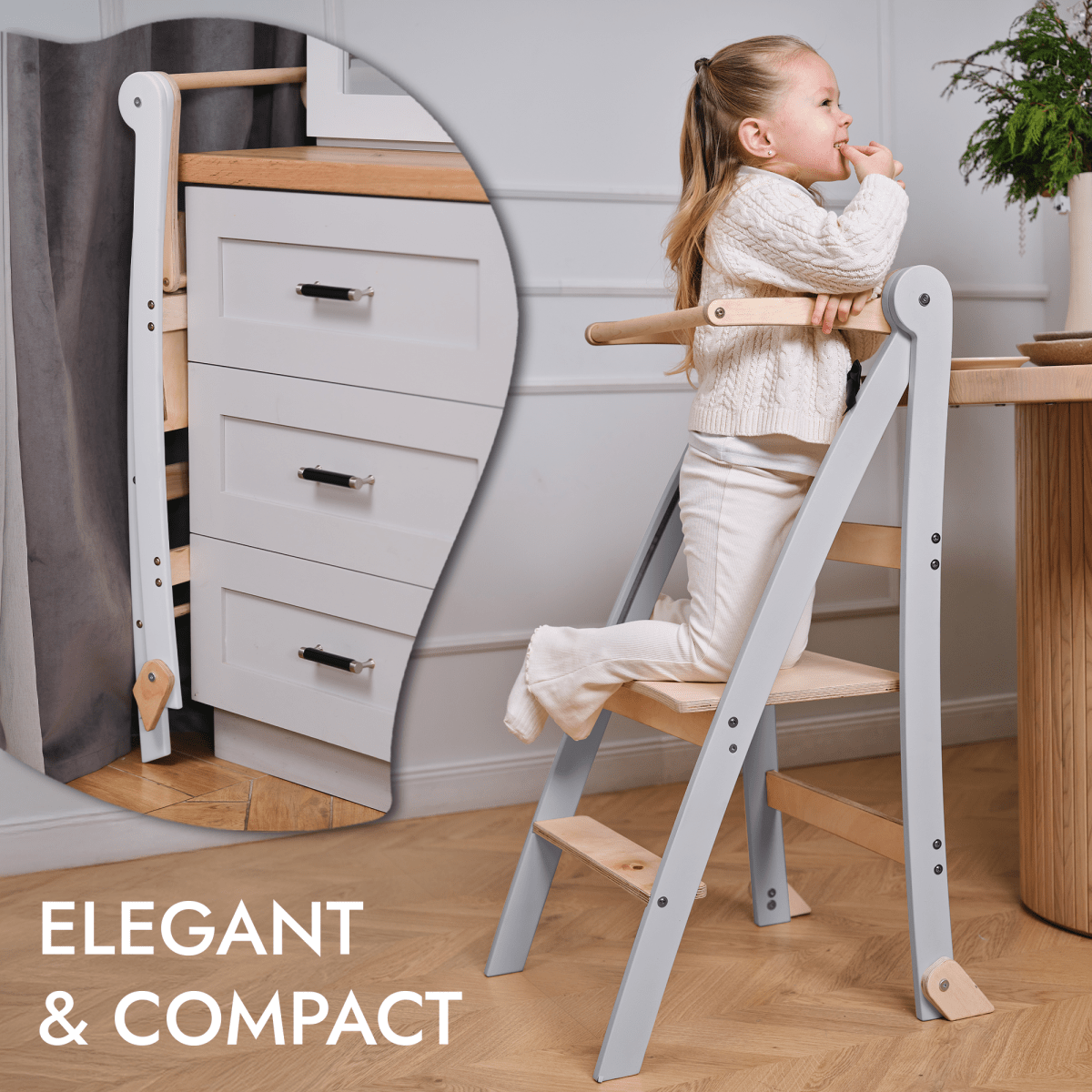 Learning Tower: Foldable Step Stool for Toddlers - Gray Goodevas B2B