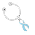Light Blue Ribbon Horseshoe Key Chains The Awareness Company