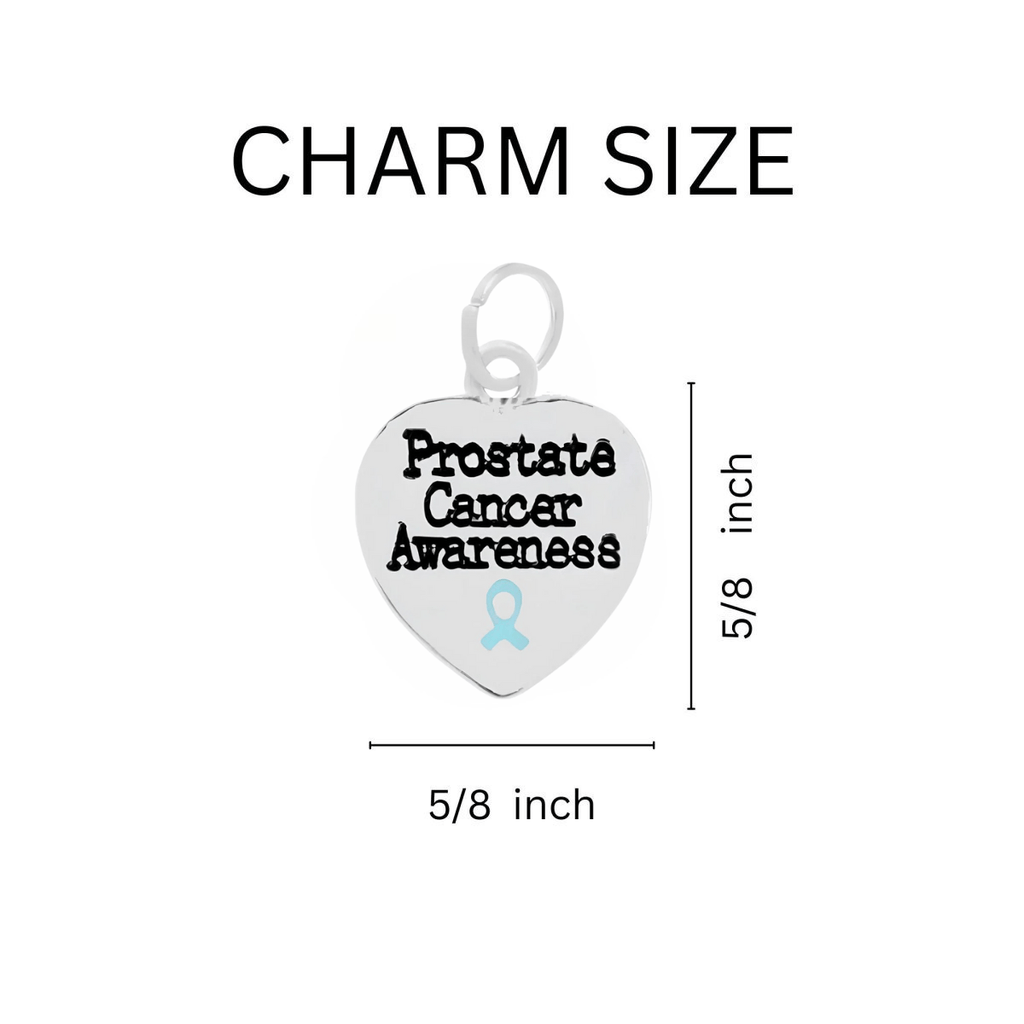 Light Blue Ribbon Prostate Cancer Awareness Heart Charm Leather Bracelets The Awareness Company