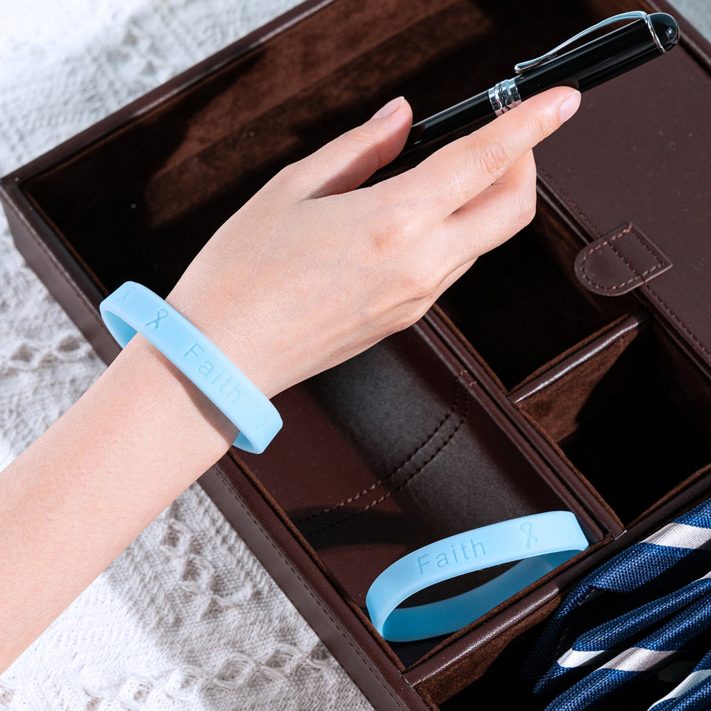 Light Blue Ribbon Silicone Bracelets (Child Size) The Awareness Company
