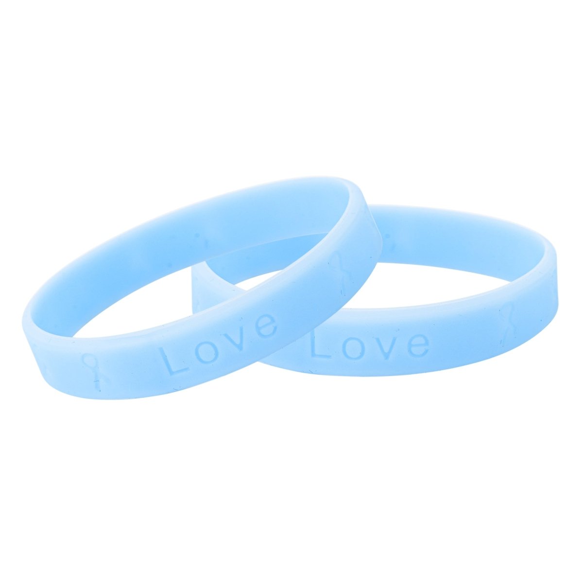Light Blue Ribbon Silicone Bracelets (Child Size) The Awareness Company