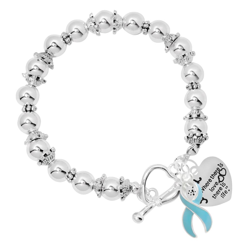 Light Blue Ribbon Where There is Love Bracelets The Awareness Company