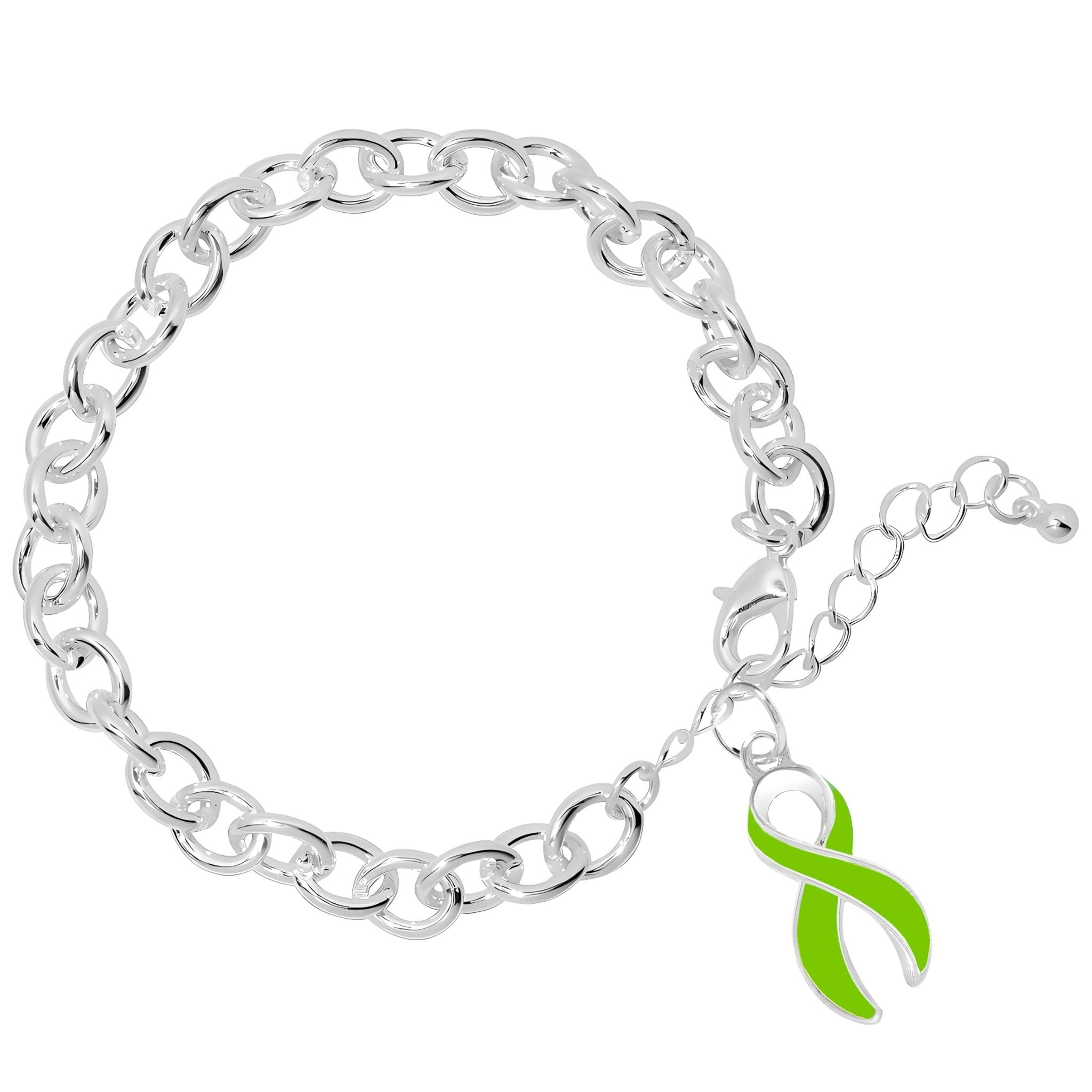 Lime Green Ribbon Charm Chunky Bracelets The Awareness Company