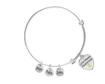 Lime Green Ribbon Lyme Disease Awareness Retractable Charm Bracelets The Awareness Company