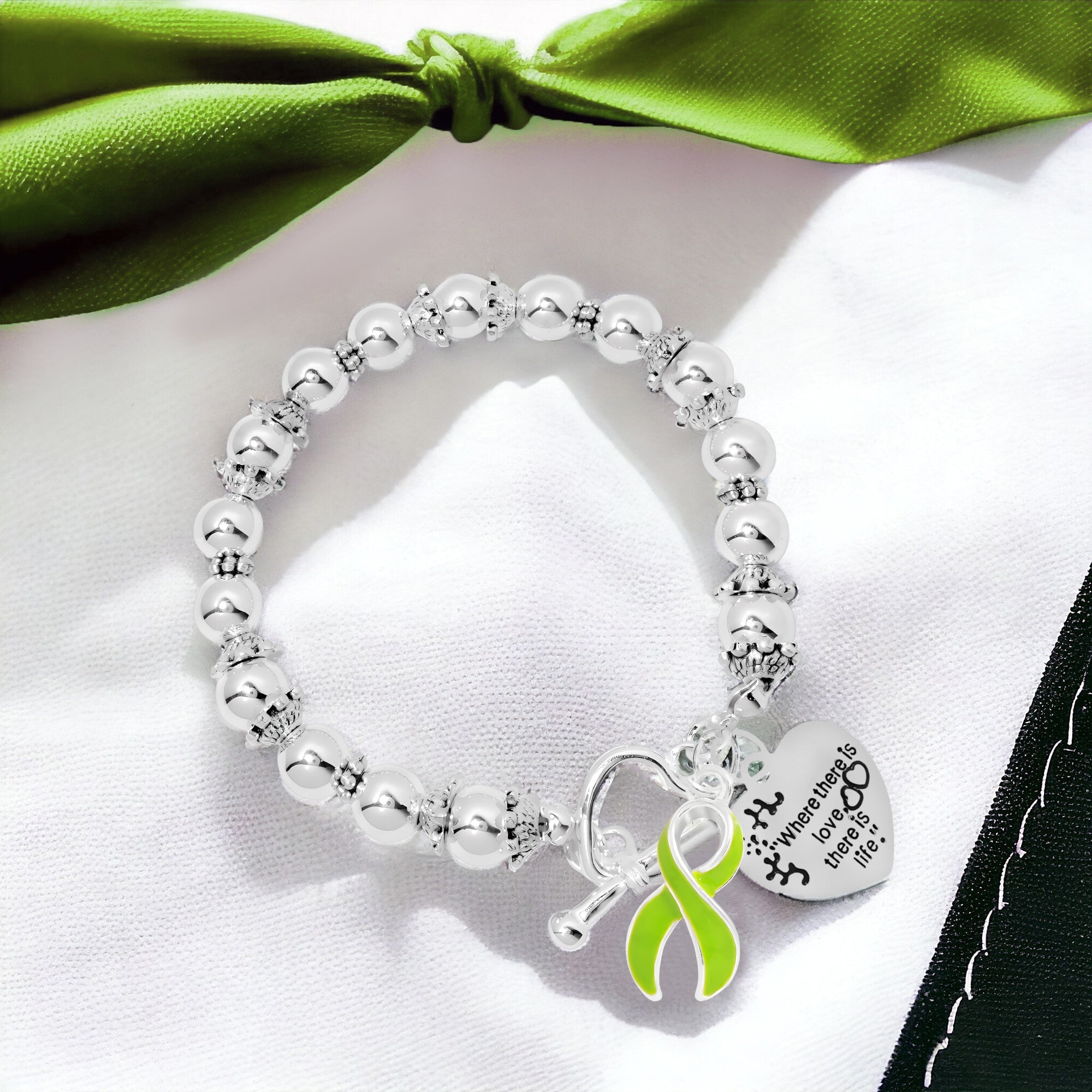 Lime Green Ribbon Where There is Love  Bracelets The Awareness Company