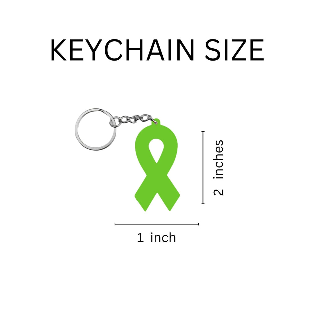 25 Pack Lime Green Silicone Ribbon Key Chains The Awareness Company