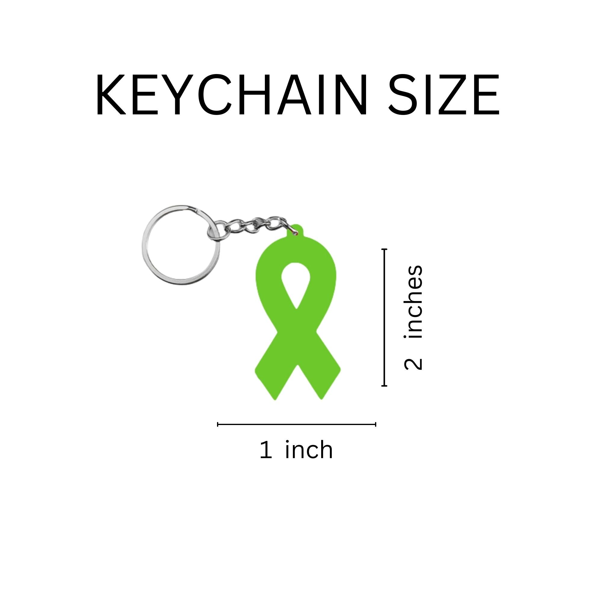 25 Pack Lime Green Silicone Ribbon Key Chains The Awareness Company