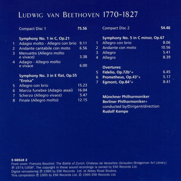 Ludwig van Beethoven, Rudolf Kempe - Symphonies Nos. 1 ⬥ 3 "Eroica" ⬥ 5 (CD) | Near Mint (NM) Near Mint (NM) Love Vinyl Records