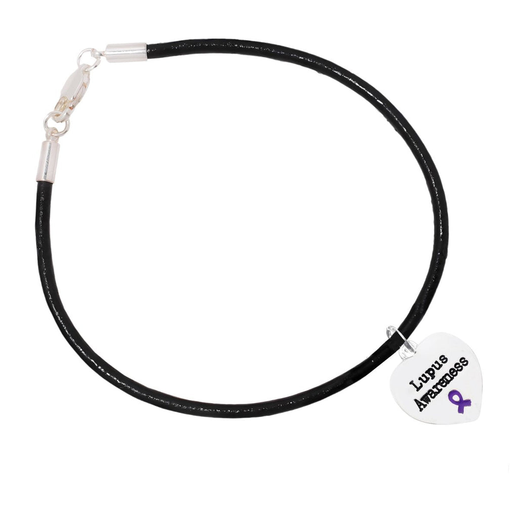 Lupus Awareness Heart Charm Leather Cord Bracelets The Awareness Company