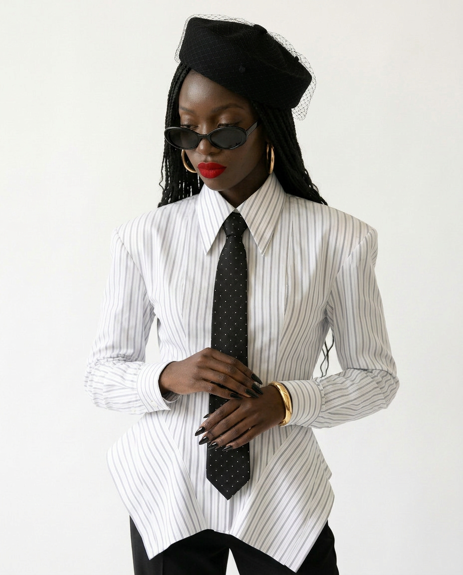 Audacious Striped Fitted Shirt Boho Brown