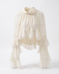 Radiant Mesh Lace Flare Blouse Boho Brown