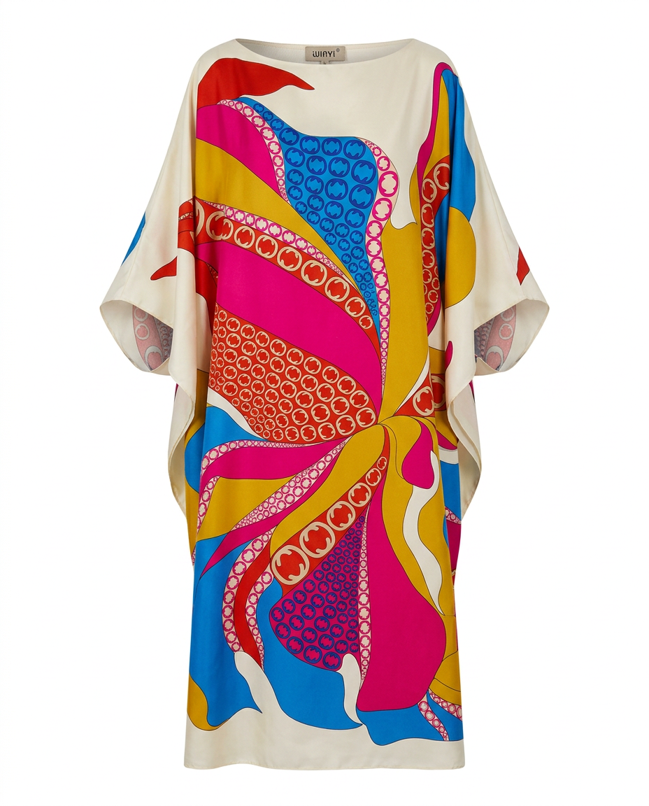 Energetic Printed Loose Kaftan Boho Brown