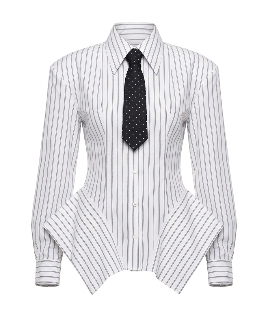Audacious Striped Fitted Shirt Boho Brown