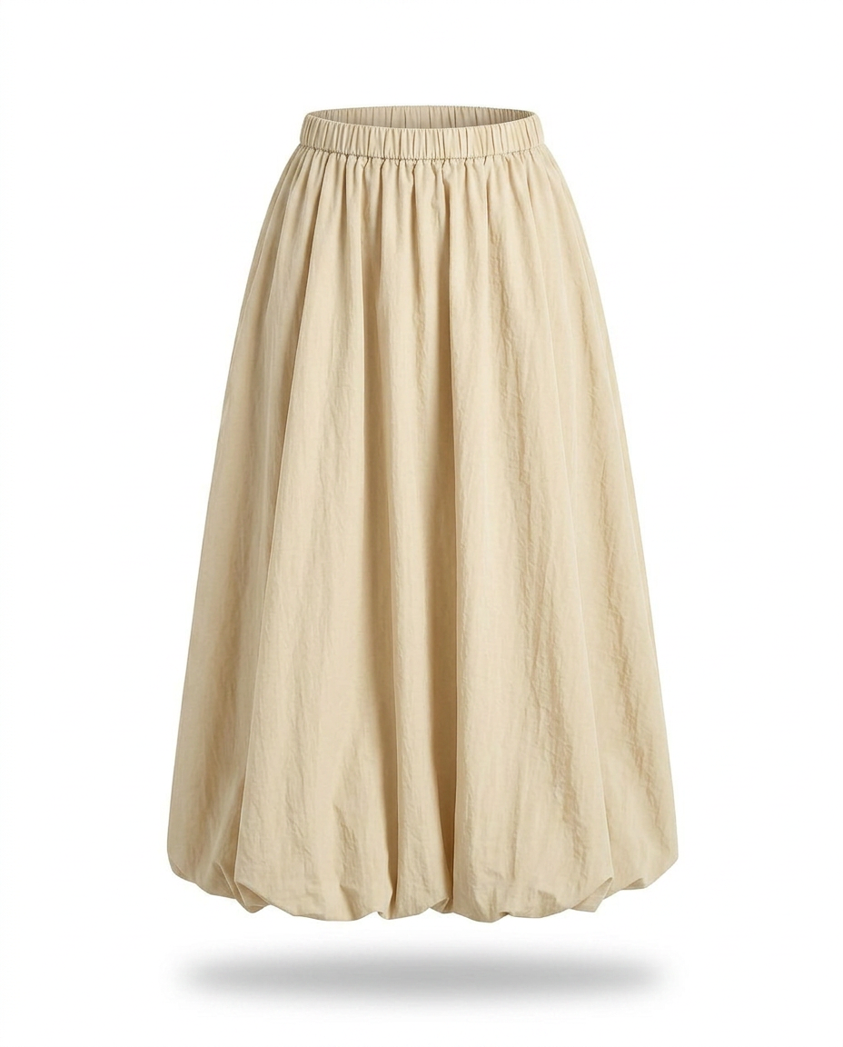 Radiant A-Line Polyester Maxi Skirt Boho Brown