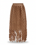 Spirited Tassel Midi Skirt Boho Brown