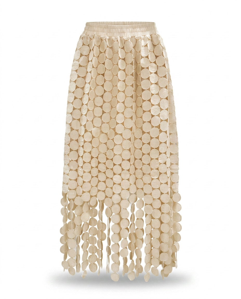 Spirited Tassel Midi Skirt Boho Brown