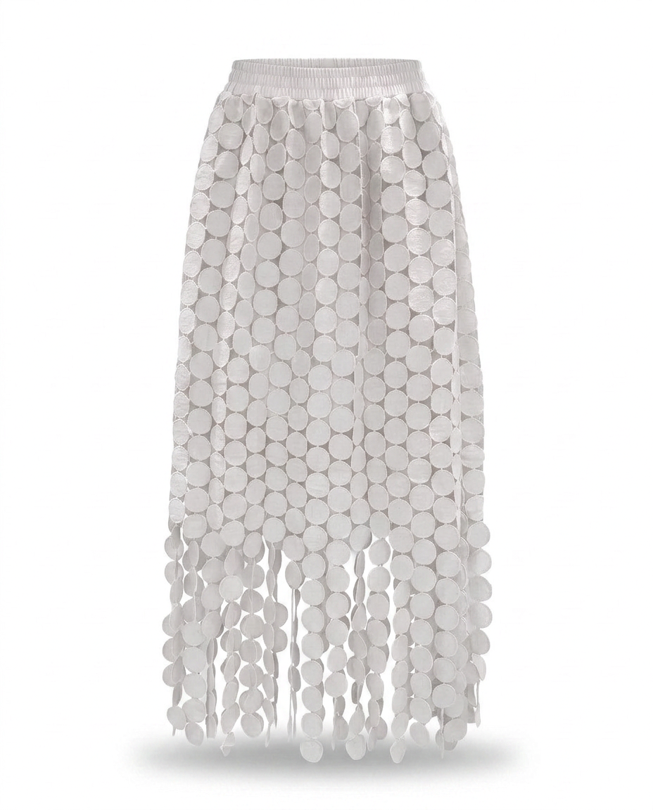 Spirited Tassel Midi Skirt Boho Brown