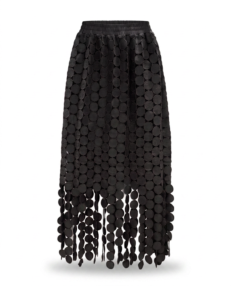 Spirited Tassel Midi Skirt Boho Brown